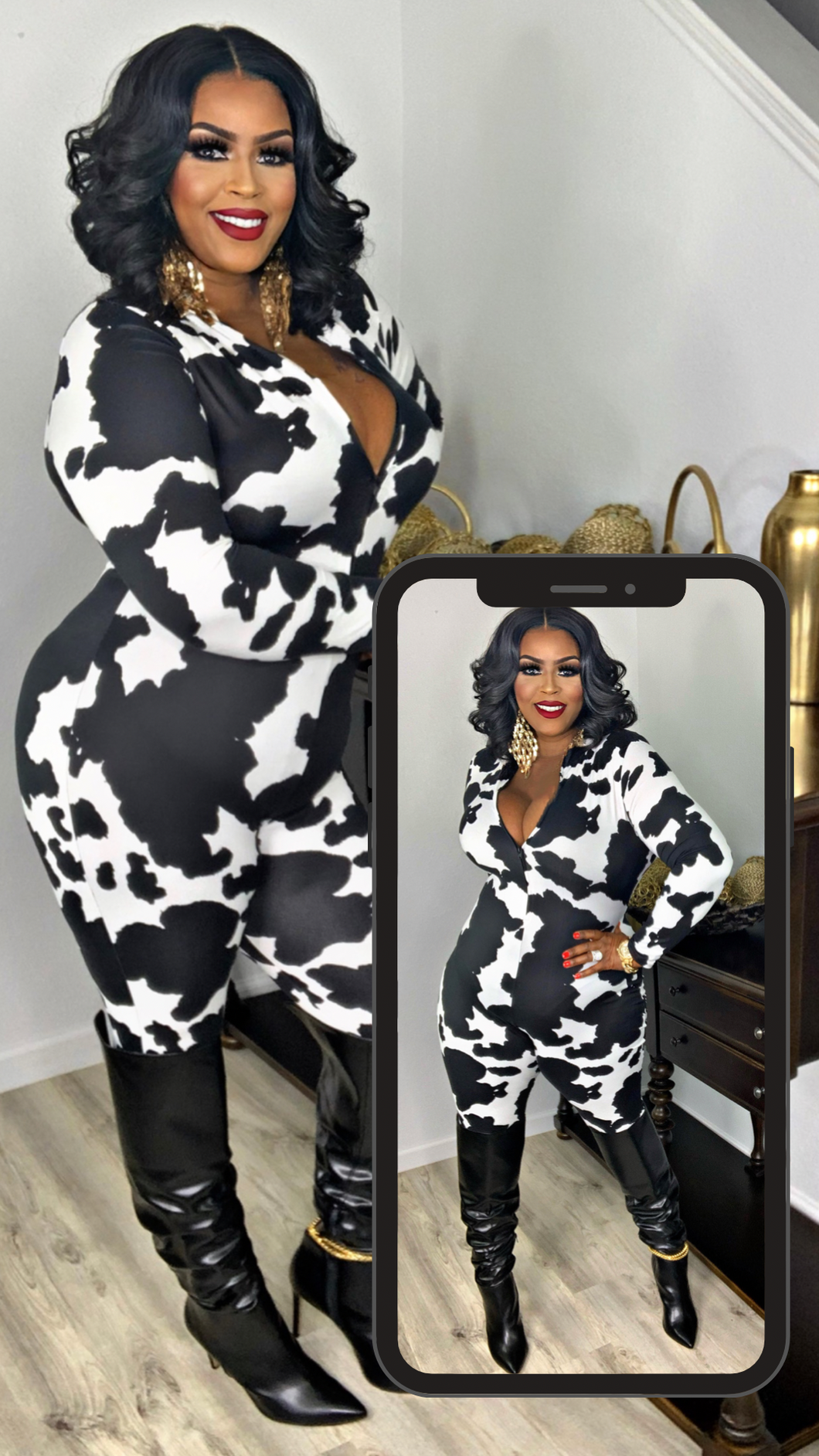 Le’Moo Cow Print Jumpsuit