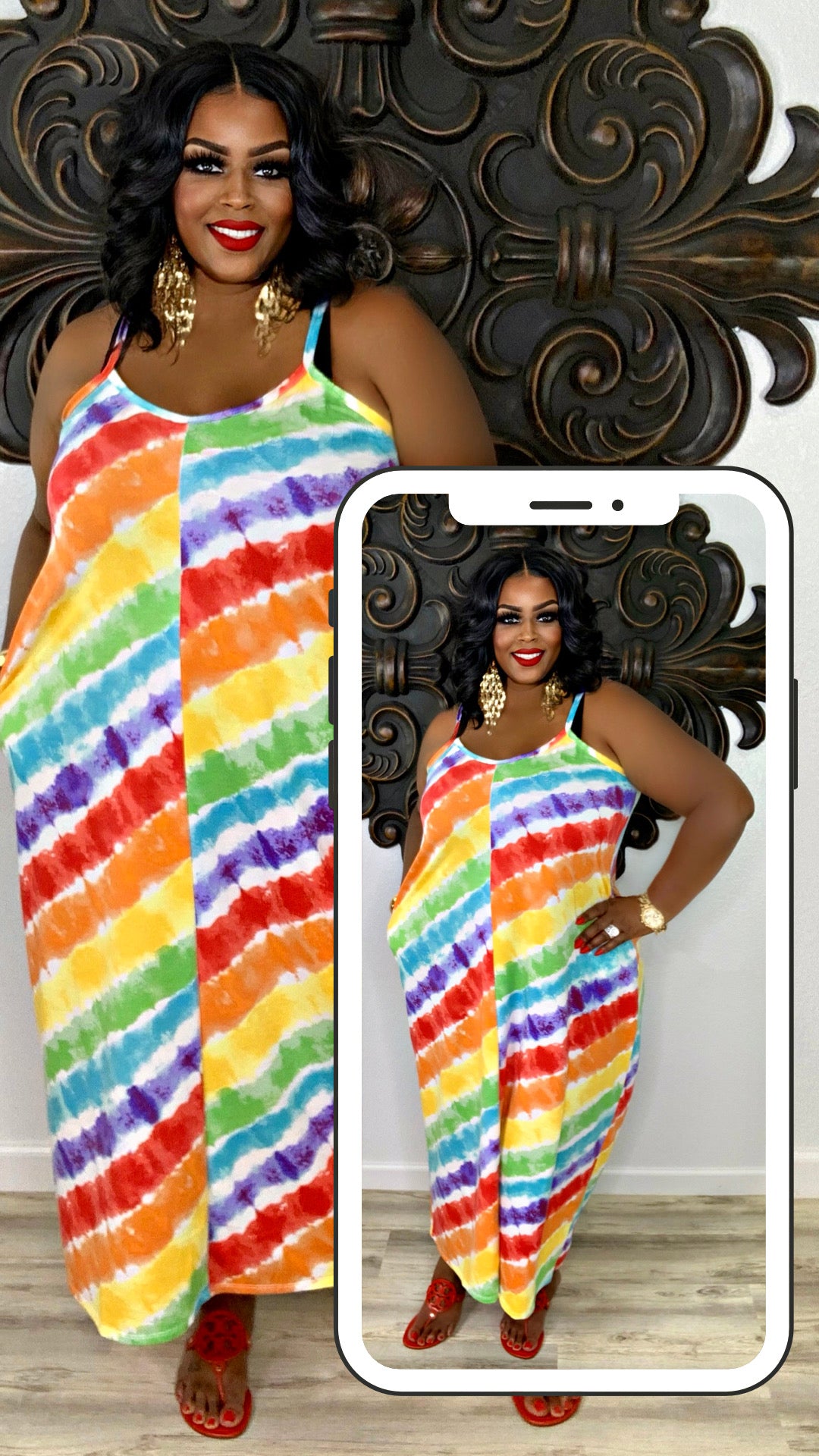 Rainbow Tie Dye Maxi Dress