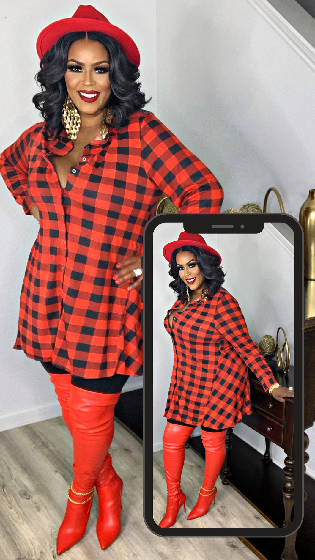 Matching PJ’s Checkered Shirt Dress